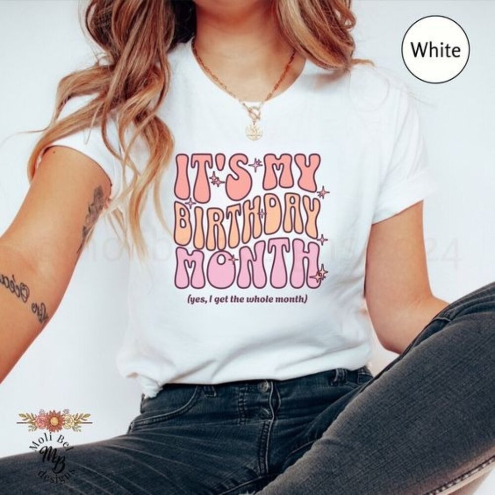 Retro Birthday Month T-Shirt, Funny Bday Party Shirt Birthday Queen Gift Trendy